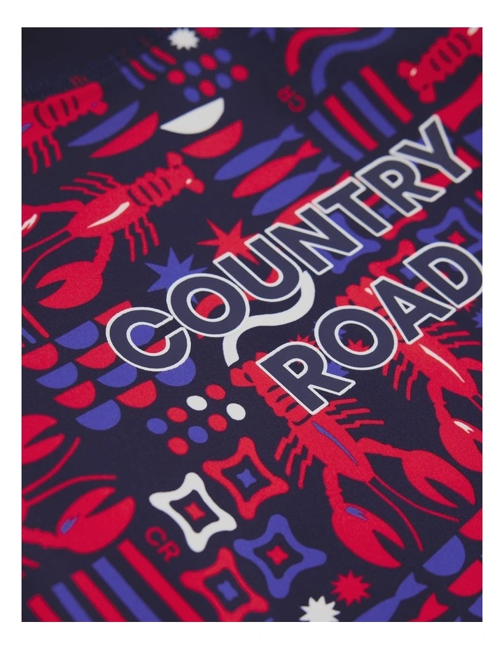 Lobster Geometric Rash Vest in Navy image 5