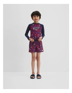 Lobster Geometric Boardshort in Navy