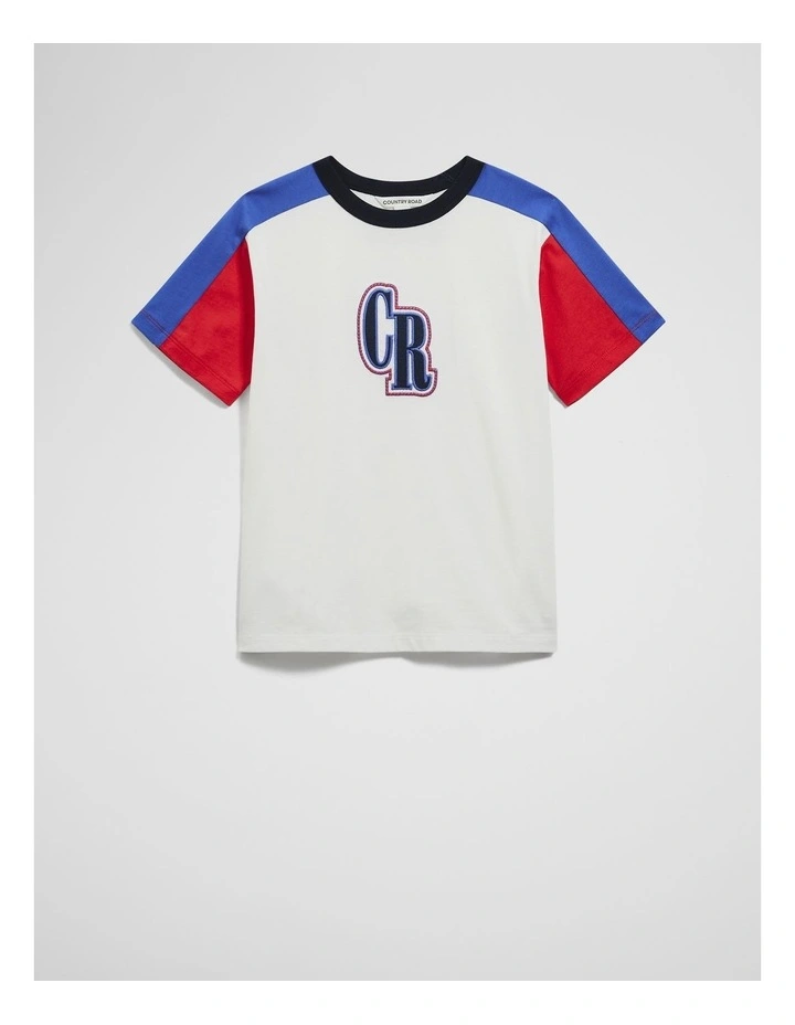 Organically Grown Cotton Spliced T-shirt in Marshmallow image 1