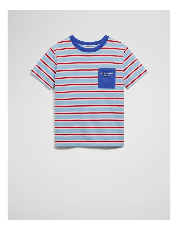 Organically Grown Cotton Pocket T-shirt in Cloud Stripe image 4