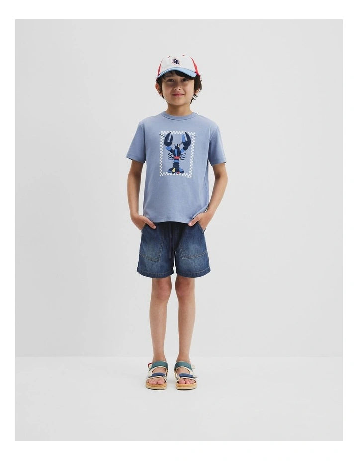 Lobster Applique T-shirt in Slate Blue image 1