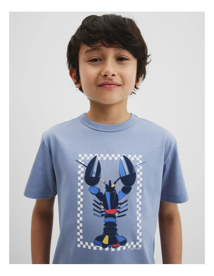 Lobster Applique T-shirt in Slate Blue image 2