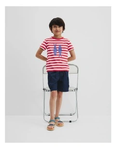 Stripe Fish T-shirt in Rich Red Stripe