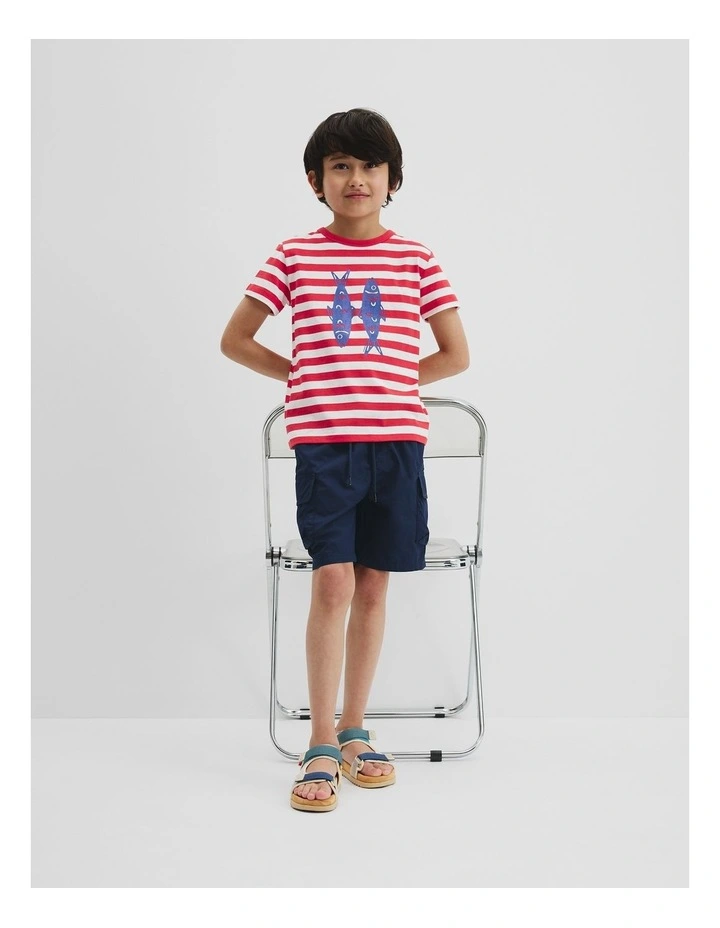Stripe Fish T-shirt in Rich Red Stripe image 1