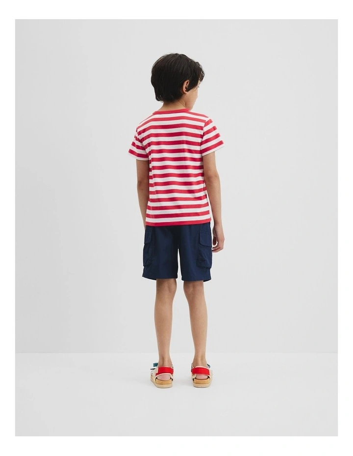 Stripe Fish T-shirt in Rich Red Stripe image 3