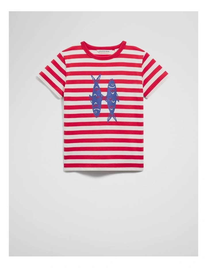 Stripe Fish T-shirt in Rich Red Stripe image 4