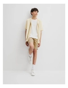 Teen Knit Stripe Detail Shirt in Vanilla