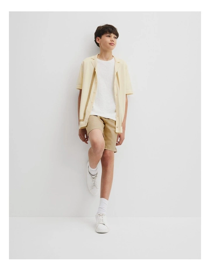 Teen Knit Stripe Detail Shirt in Vanilla image 1