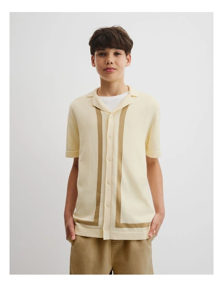 Teen Knit Stripe Detail Shirt in Vanilla image 2
