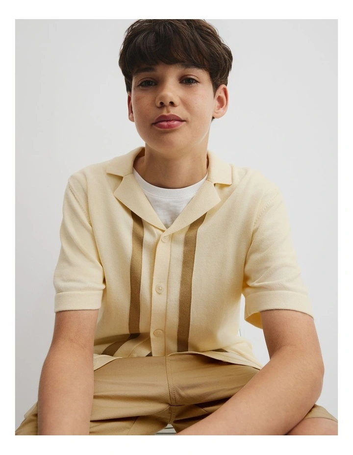 Teen Knit Stripe Detail Shirt in Vanilla image 3