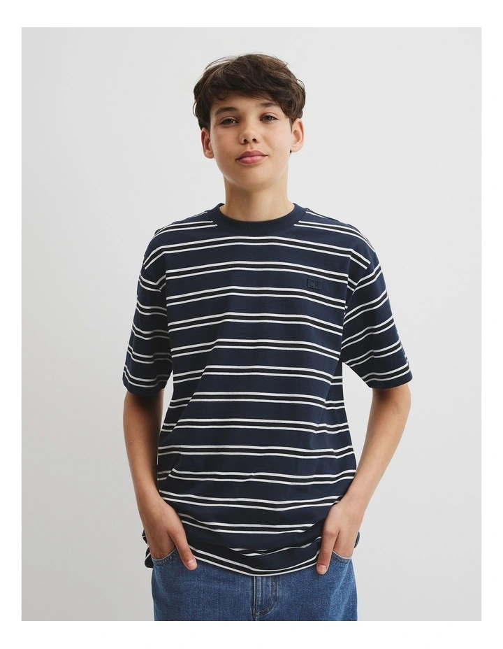 Teen Relaxed Stripe T-shirt in Navy image 2