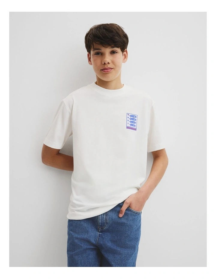 Teen Fish Print T-shirt in Marshmallow image 2