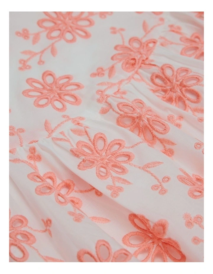Broderie Frill Dress in Coral image 5