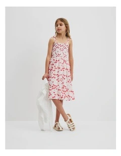 Cherry Shirred Dress in Multicolour