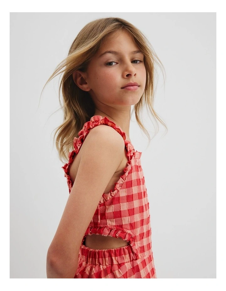 Gingham Midi Dress in Cranberry image 2