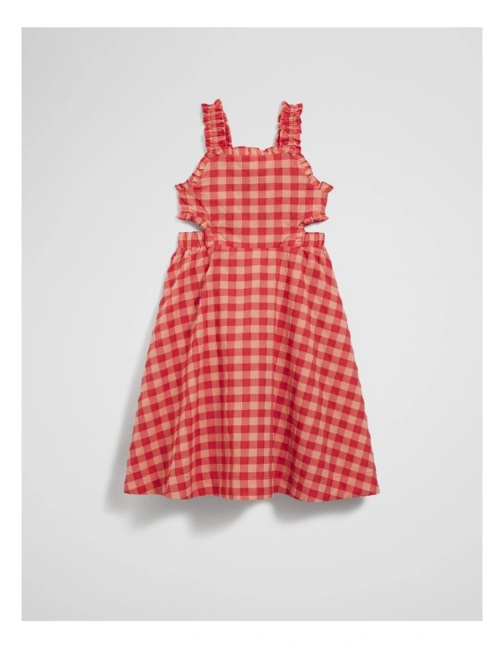 Gingham Midi Dress in Cranberry image 4