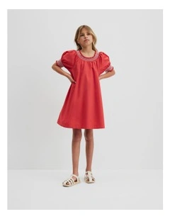 Smock Detail Dress in Cranberry