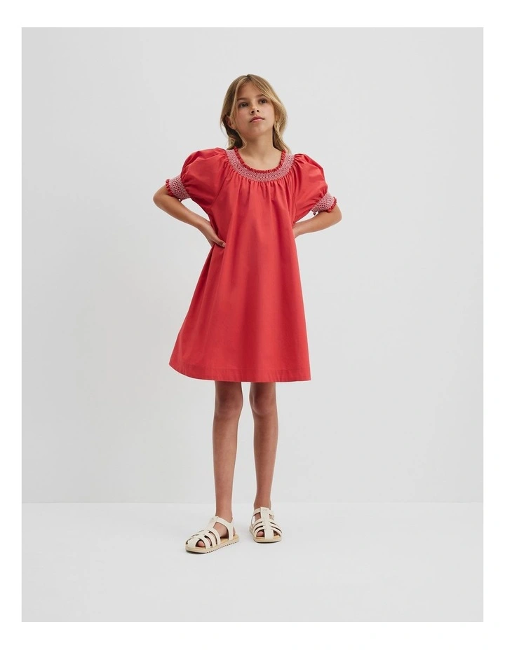 Smock Detail Dress in Cranberry image 1