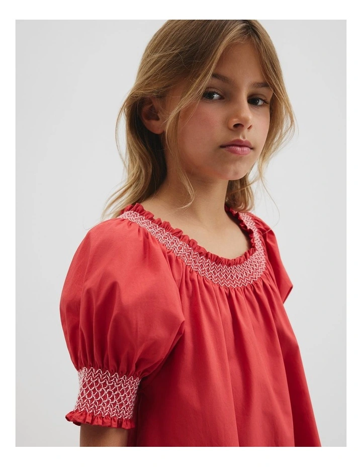 Smock Detail Dress in Cranberry image 2