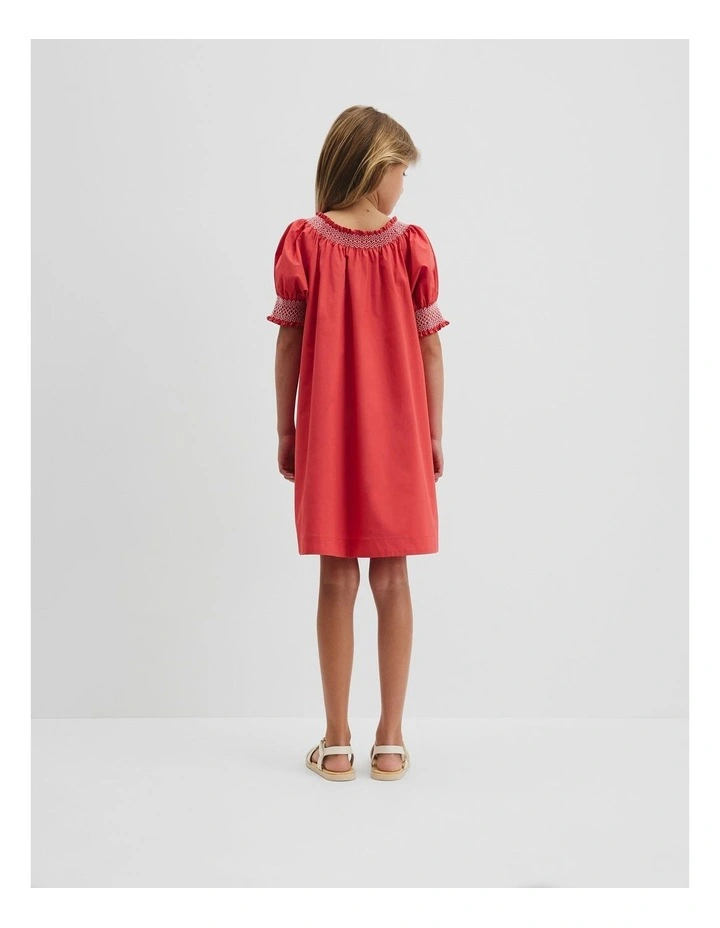 Smock Detail Dress in Cranberry image 3