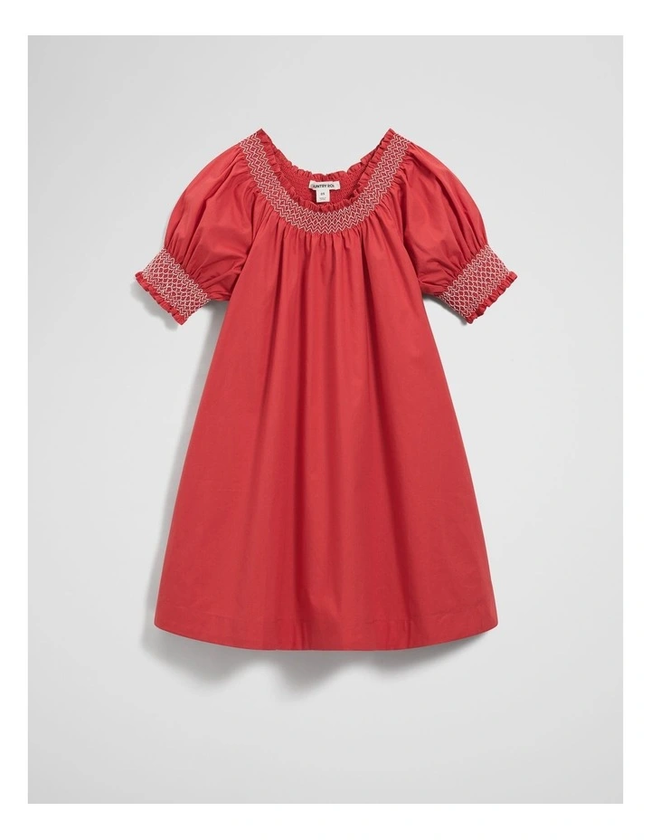 Smock Detail Dress in Cranberry image 4