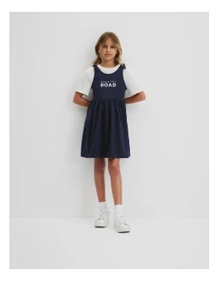 Tie Detail Jersey Dress in French Navy