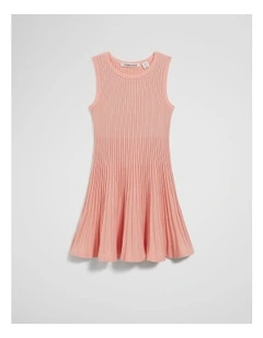 Metallic Knit Dress in Coral