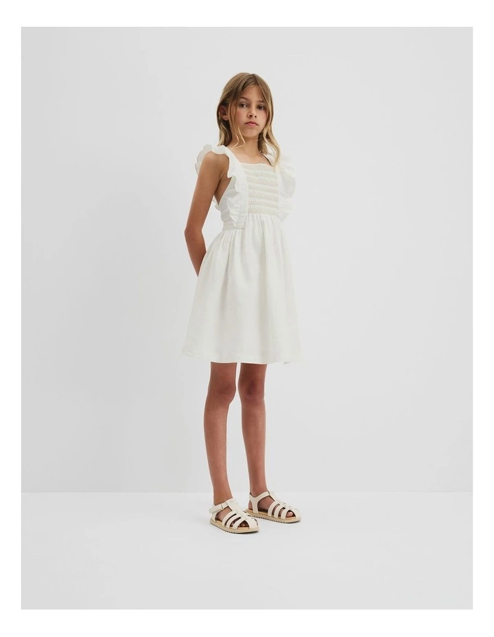 Smock Front Apron Dress in Marshmallow image 1