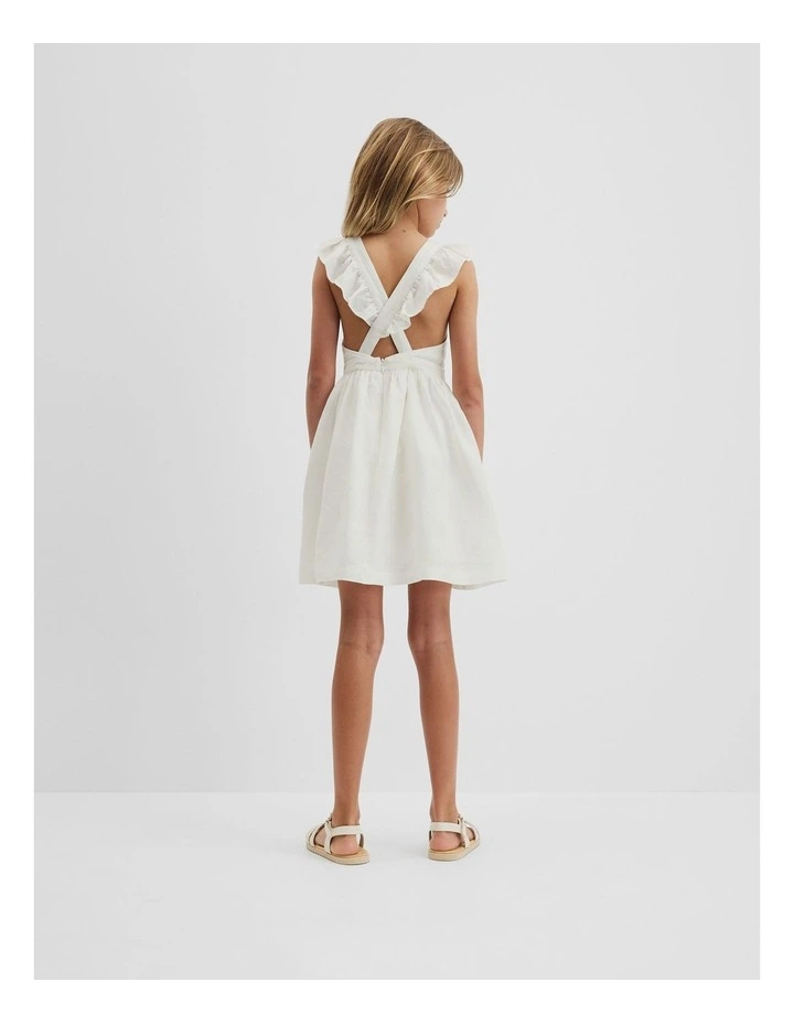 Smock Front Apron Dress in Marshmallow image 3