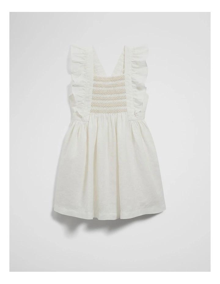 Smock Front Apron Dress in Marshmallow image 4