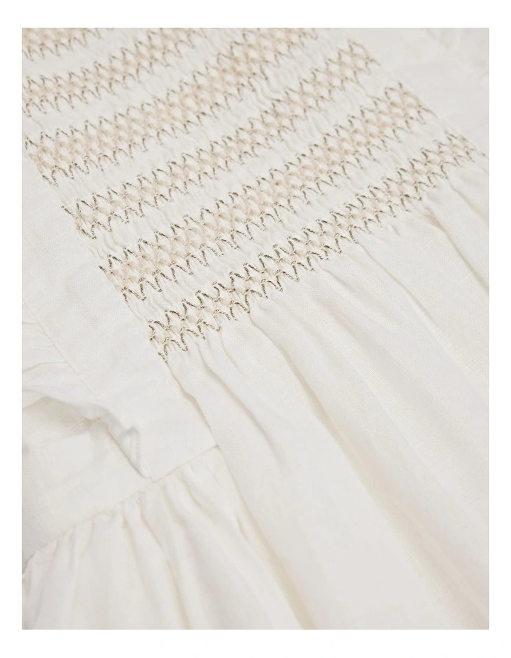 Smock Front Apron Dress in Marshmallow image 5