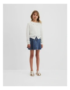 Frill Neck Cardigan in Marshmallow