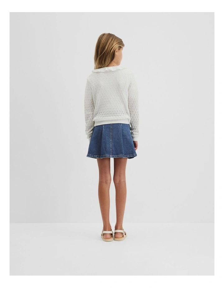 Frill Neck Cardigan in Marshmallow image 3