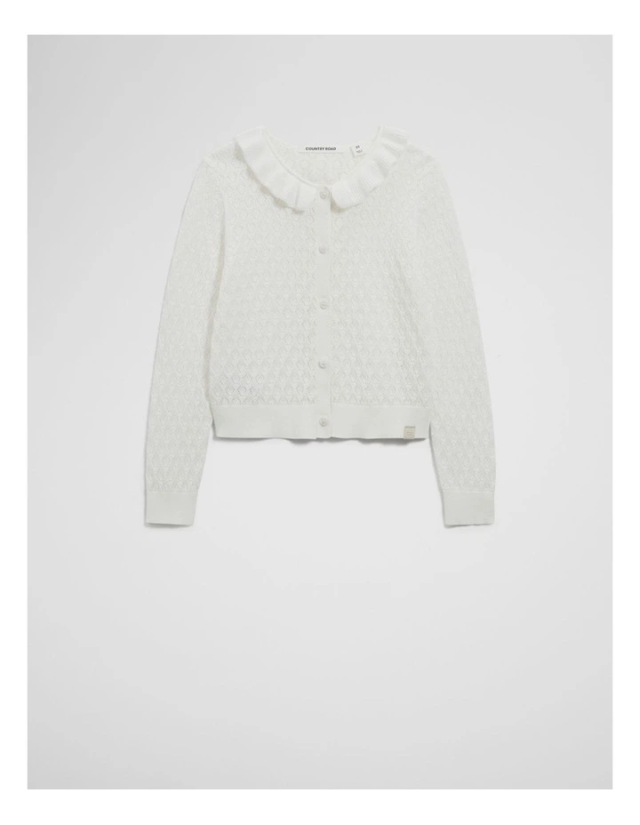 Frill Neck Cardigan in Marshmallow image 4