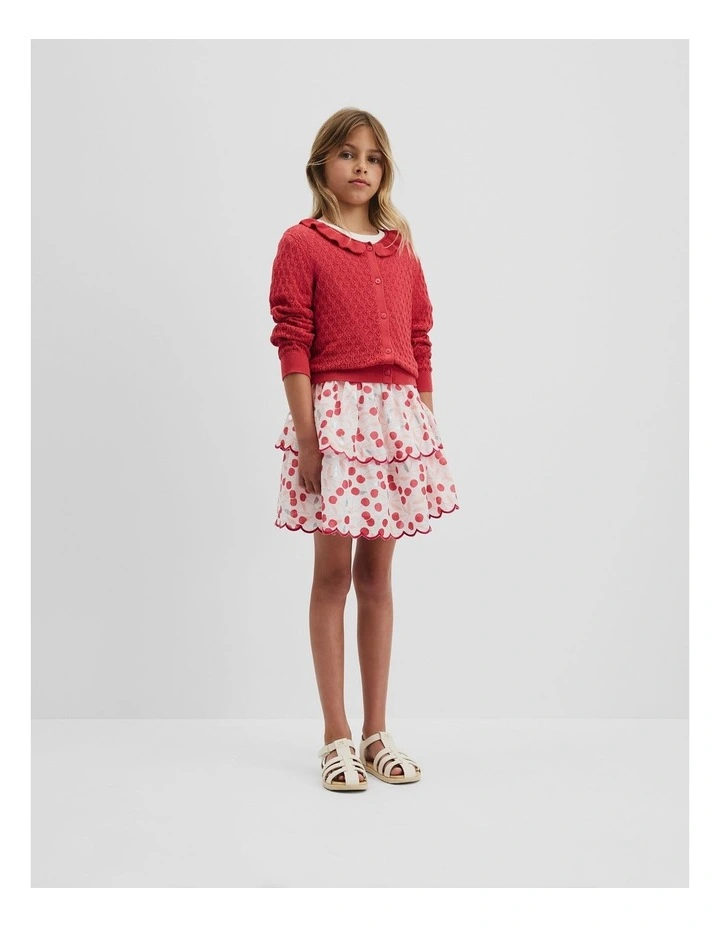 Frill Neck Cardigan in Cranberry image 1