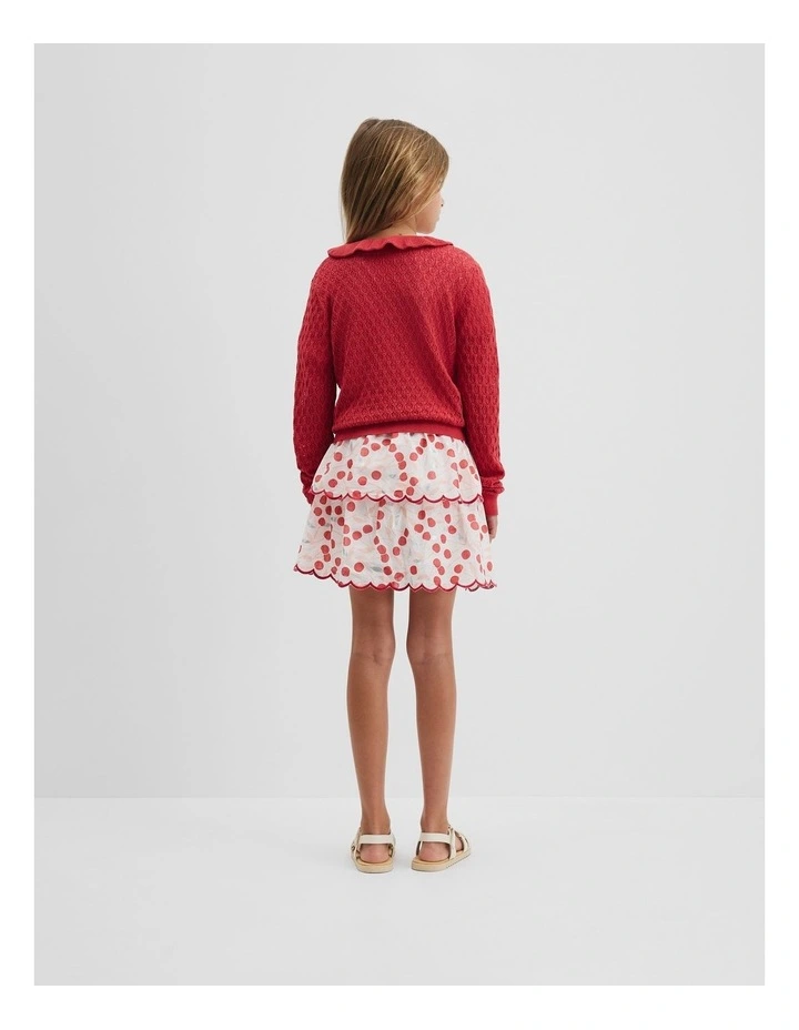 Frill Neck Cardigan in Cranberry image 3