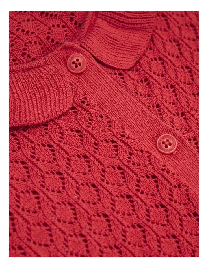 Frill Neck Cardigan in Cranberry image 5