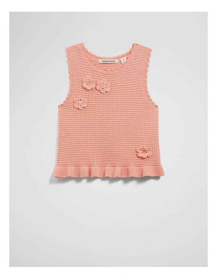Flower Knit Tank in Coral image 1