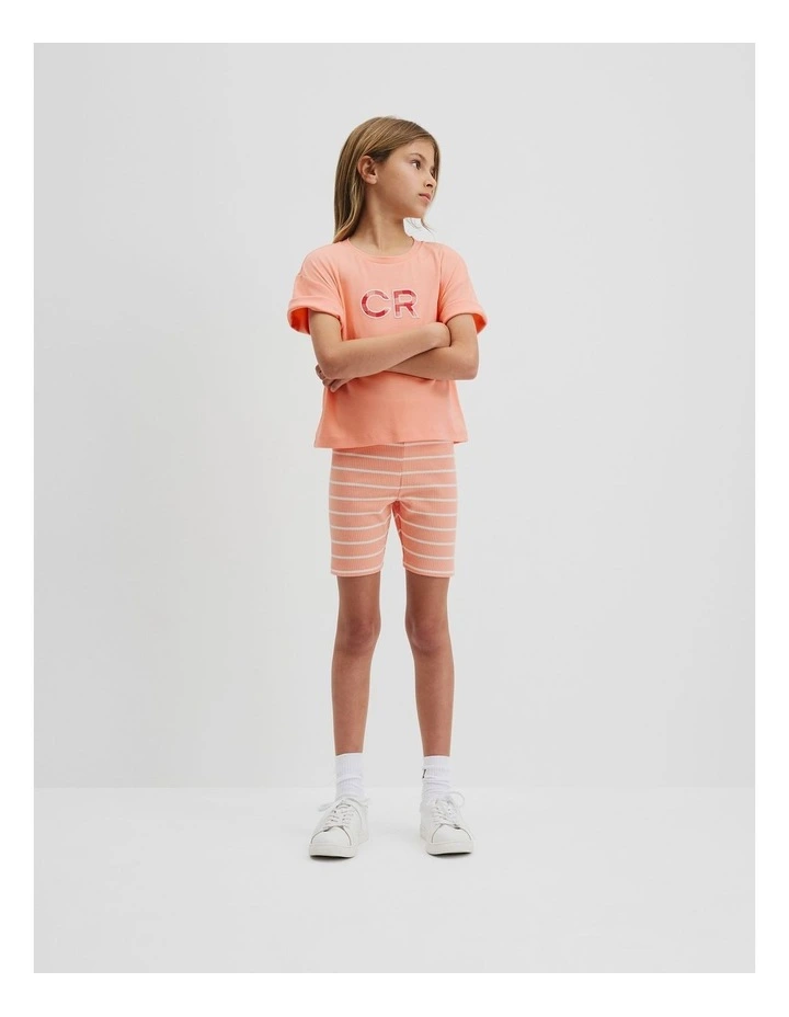 Rib Bike Short in Coral Stripe image 1