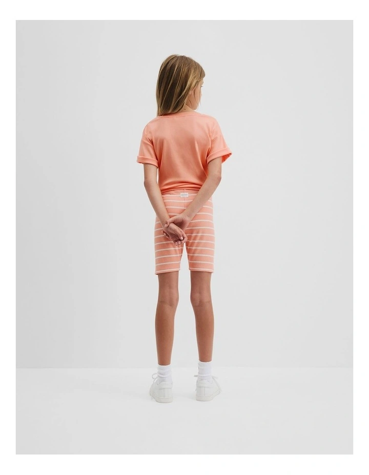 Rib Bike Short in Coral Stripe image 3