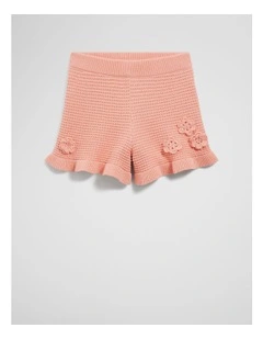 Flower Knit Short in Coral