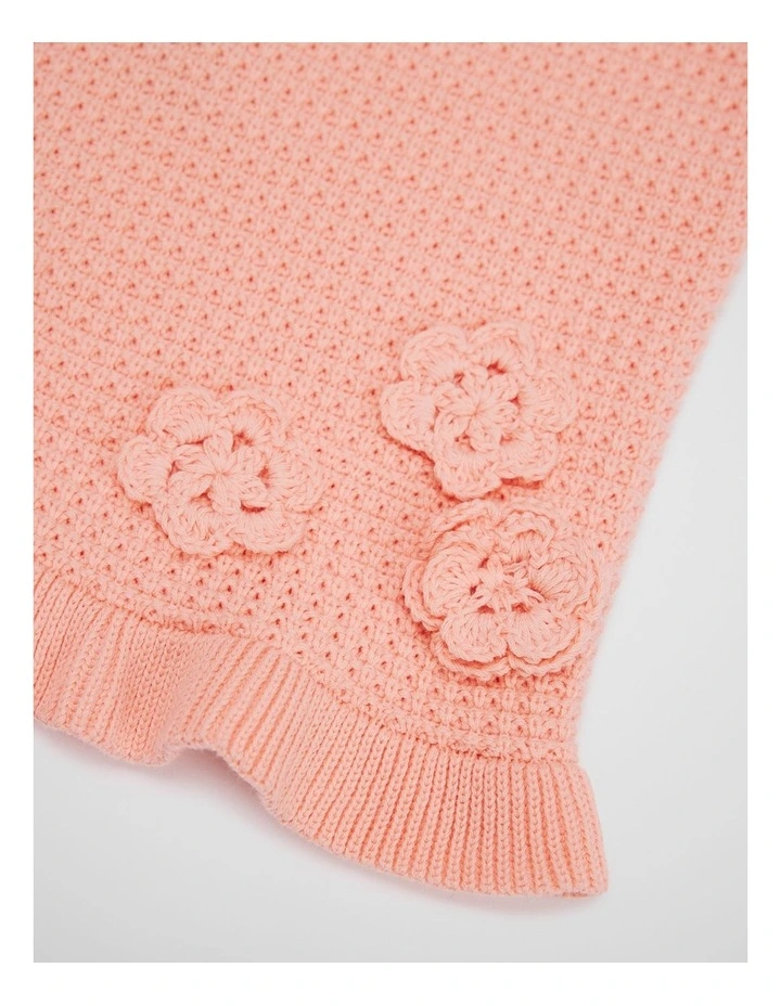 Flower Knit Short in Coral image 2