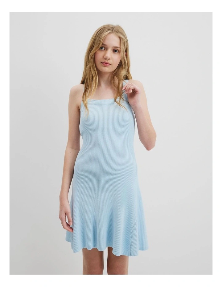 Teen Rib Knit Tank Dress in Washed Blue image 2