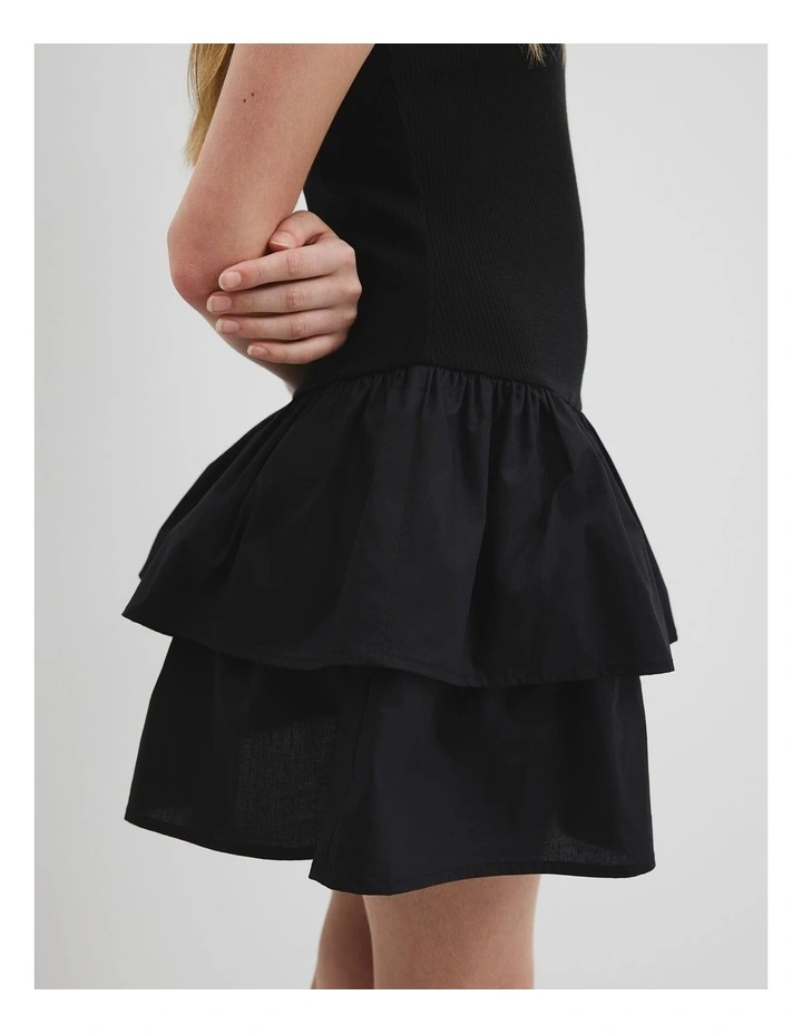 Teen Ruffle Mini Dress in Black image 3