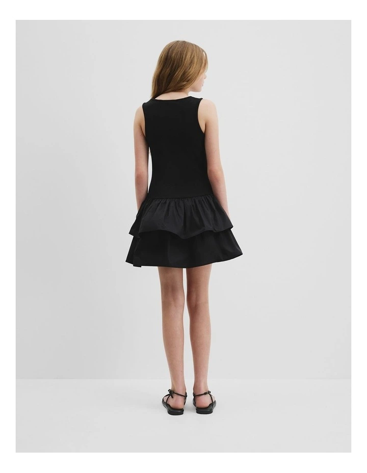 Teen Ruffle Mini Dress in Black image 4