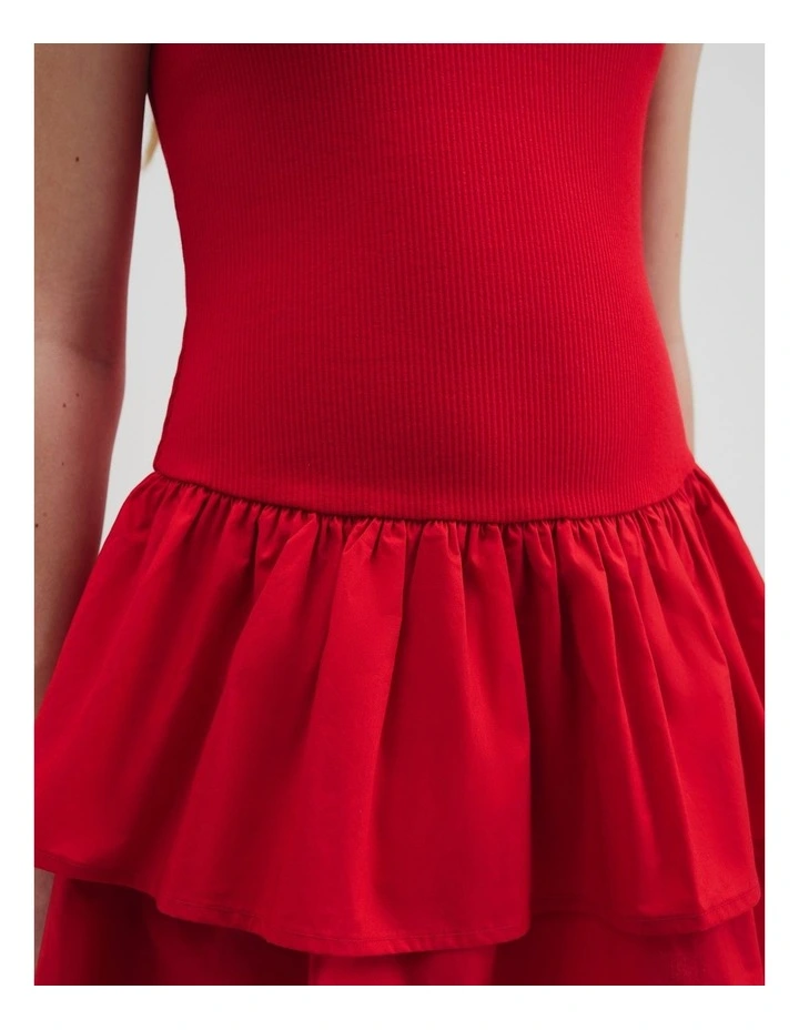 Teen Ruffle Mini Dress in Cherry Red image 3