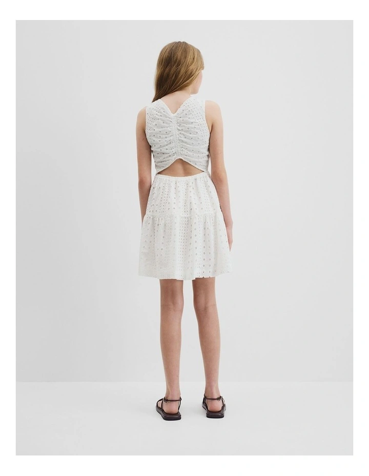 Teen Broderie Mini Dress in Marshmallow image 4