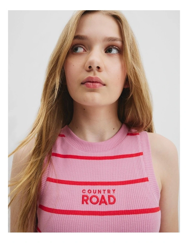 Teen Stripe Rib Tank Dress in Dusty Pink image 3