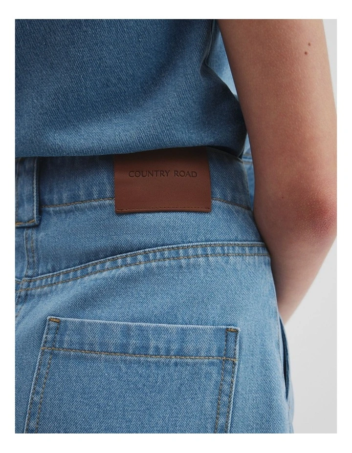 Teen Denim Pocket Mini Skirt in Light Indigo image 3