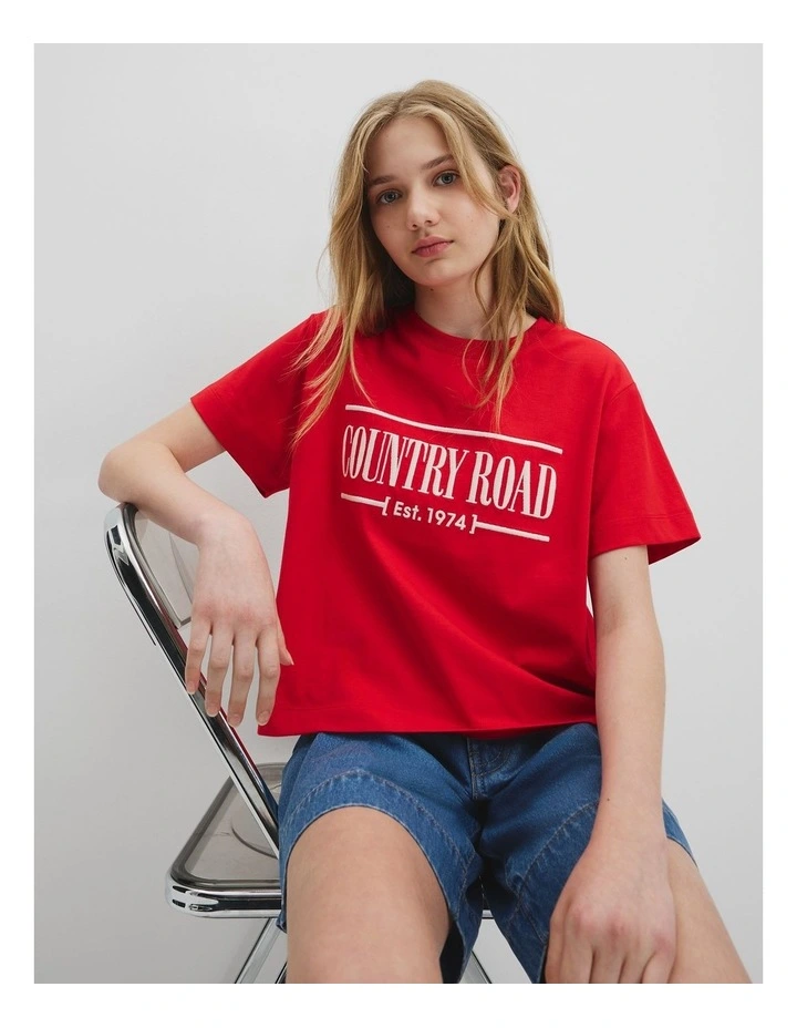Australian Cotton Heritage T-shirt in Cherry Red image 1